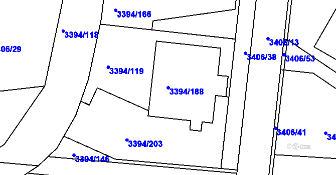 Parcela st. 3394/188 v KÚ Nové Město na Moravě, Katastrální mapa
