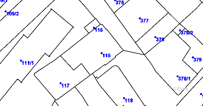 Parcela st. 115 v KÚ Nové Město na Moravě, Katastrální mapa