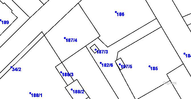 Parcela st. 187/3 v KÚ Nové Město na Moravě, Katastrální mapa