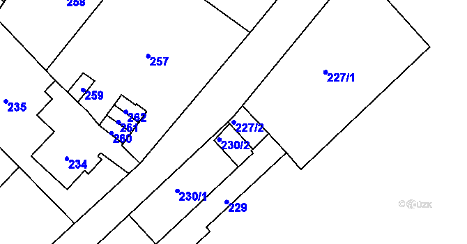 Parcela st. 227/2 v KÚ Nové Město na Moravě, Katastrální mapa