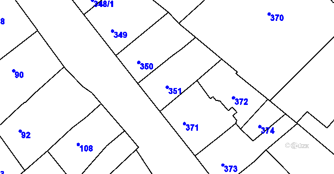 Parcela st. 351 v KÚ Nové Město na Moravě, Katastrální mapa