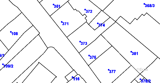 Parcela st. 373 v KÚ Nové Město na Moravě, Katastrální mapa
