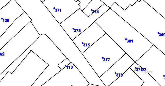 Parcela st. 375 v KÚ Nové Město na Moravě, Katastrální mapa