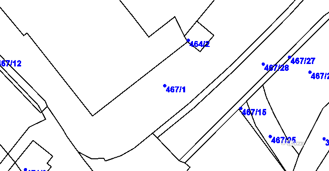 Parcela st. 467/1 v KÚ Nové Město na Moravě, Katastrální mapa