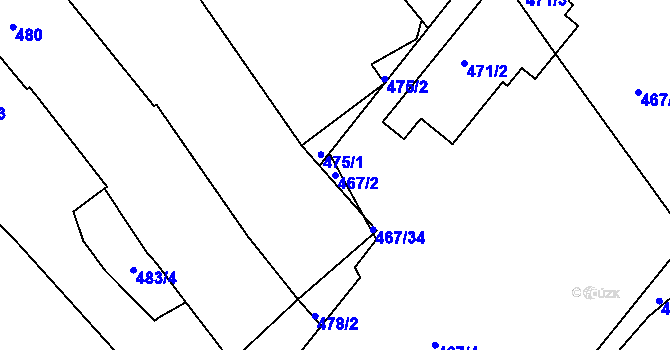 Parcela st. 467/2 v KÚ Nové Město na Moravě, Katastrální mapa