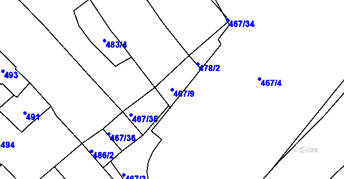 Parcela st. 467/9 v KÚ Nové Město na Moravě, Katastrální mapa