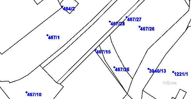 Parcela st. 467/15 v KÚ Nové Město na Moravě, Katastrální mapa