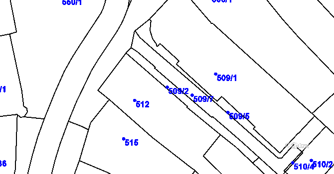 Parcela st. 509/2 v KÚ Nové Město na Moravě, Katastrální mapa