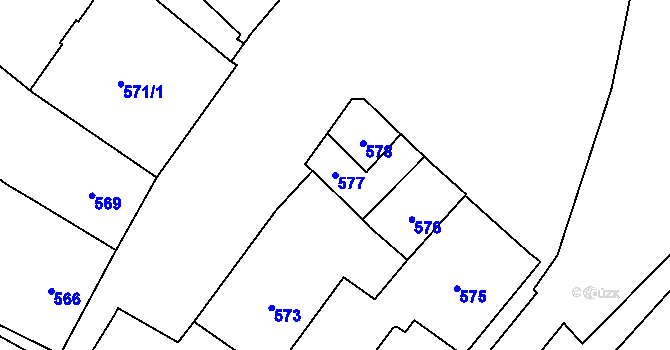 Parcela st. 577 v KÚ Nové Město na Moravě, Katastrální mapa