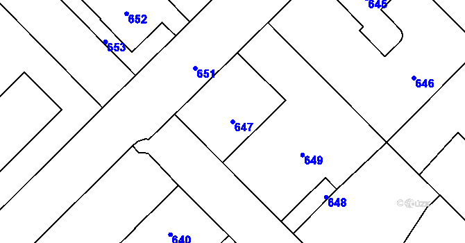 Parcela st. 647 v KÚ Nové Město na Moravě, Katastrální mapa