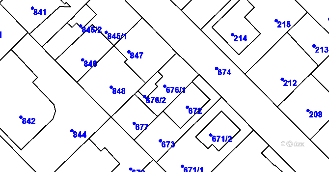 Parcela st. 676/1 v KÚ Nové Město na Moravě, Katastrální mapa