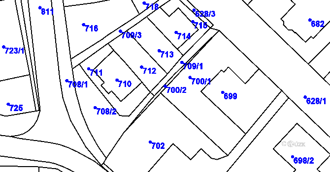 Parcela st. 700/2 v KÚ Nové Město na Moravě, Katastrální mapa