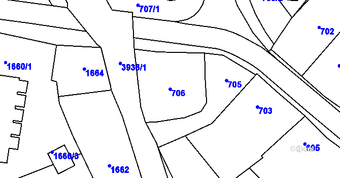 Parcela st. 706 v KÚ Nové Město na Moravě, Katastrální mapa
