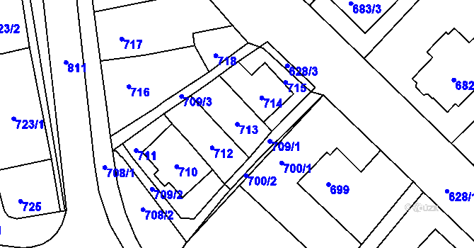Parcela st. 713 v KÚ Nové Město na Moravě, Katastrální mapa