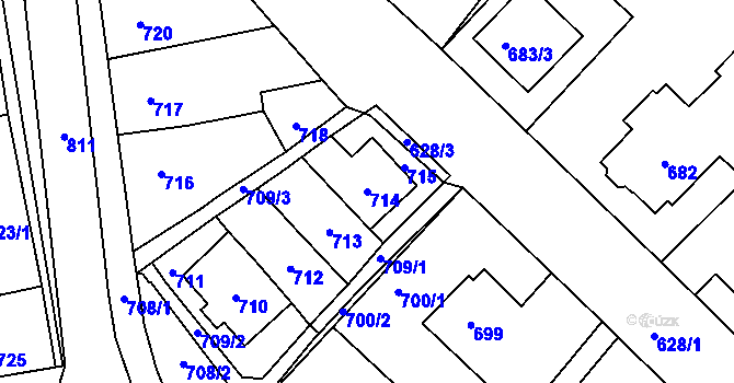 Parcela st. 714 v KÚ Nové Město na Moravě, Katastrální mapa