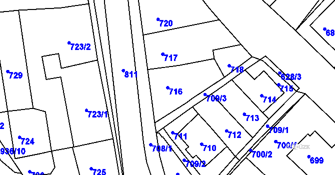 Parcela st. 716 v KÚ Nové Město na Moravě, Katastrální mapa
