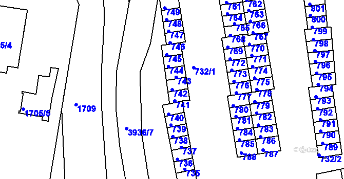 Parcela st. 742 v KÚ Nové Město na Moravě, Katastrální mapa