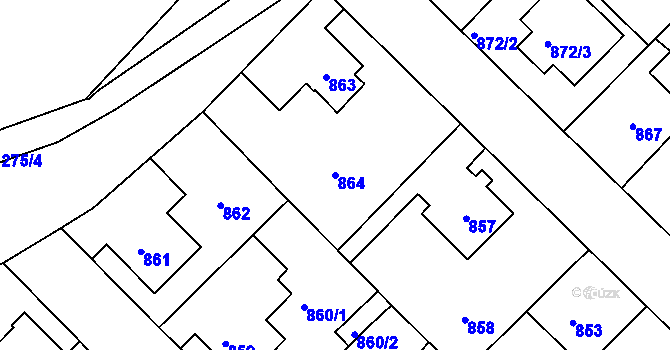 Parcela st. 864 v KÚ Nové Město na Moravě, Katastrální mapa