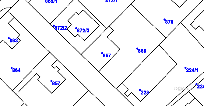 Parcela st. 867 v KÚ Nové Město na Moravě, Katastrální mapa
