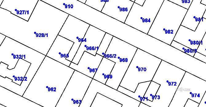 Parcela st. 966/2 v KÚ Nové Město na Moravě, Katastrální mapa