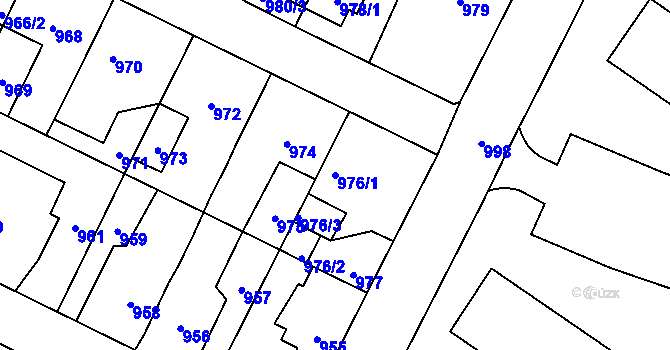 Parcela st. 976/1 v KÚ Nové Město na Moravě, Katastrální mapa