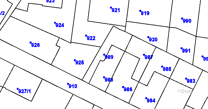 Parcela st. 989 v KÚ Nové Město na Moravě, Katastrální mapa