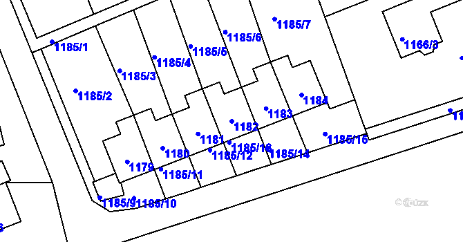 Parcela st. 1182 v KÚ Nové Město na Moravě, Katastrální mapa