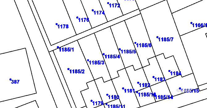 Parcela st. 1185/4 v KÚ Nové Město na Moravě, Katastrální mapa