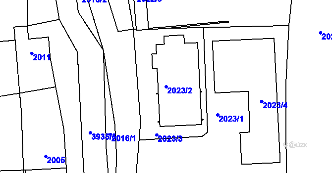 Parcela st. 2023/2 v KÚ Nové Město na Moravě, Katastrální mapa