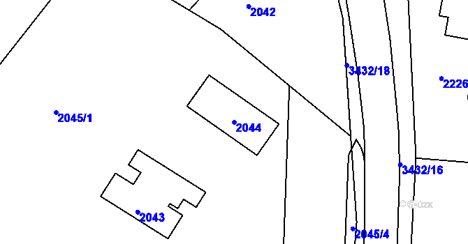 Parcela st. 2044 v KÚ Nové Město na Moravě, Katastrální mapa