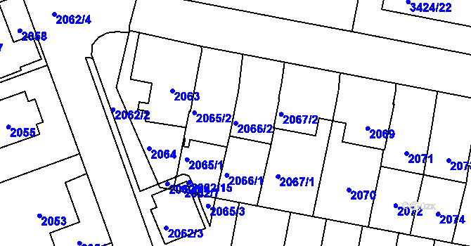 Parcela st. 2066/2 v KÚ Nové Město na Moravě, Katastrální mapa