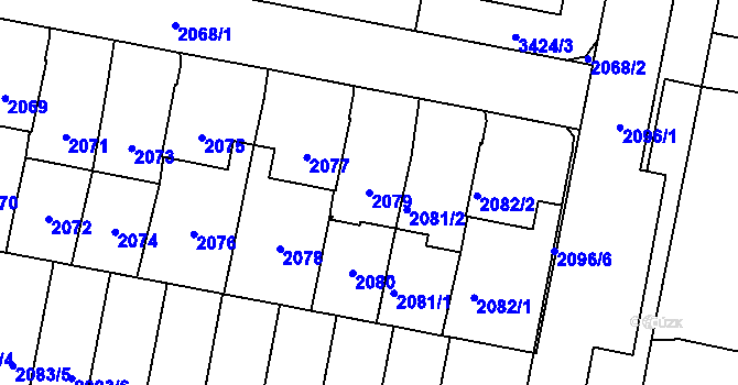 Parcela st. 2079 v KÚ Nové Město na Moravě, Katastrální mapa
