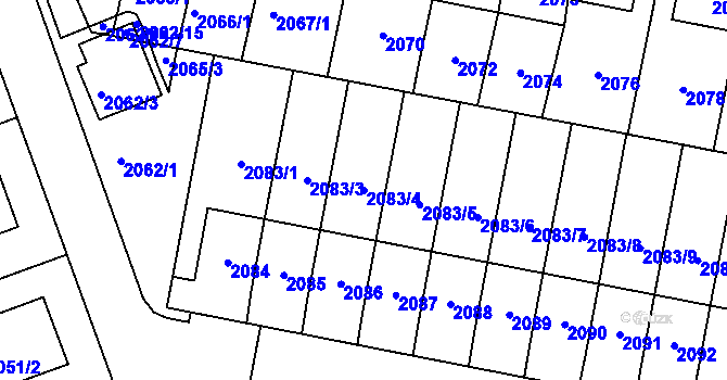 Parcela st. 2083/4 v KÚ Nové Město na Moravě, Katastrální mapa