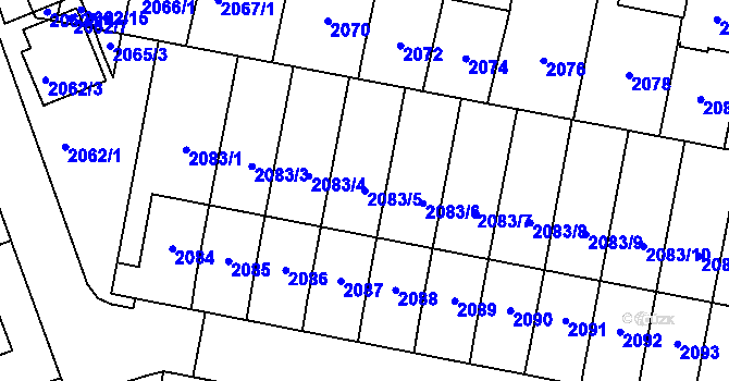 Parcela st. 2083/5 v KÚ Nové Město na Moravě, Katastrální mapa