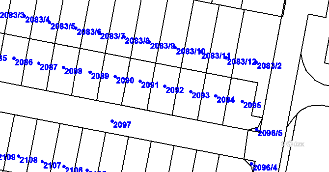 Parcela st. 2092 v KÚ Nové Město na Moravě, Katastrální mapa