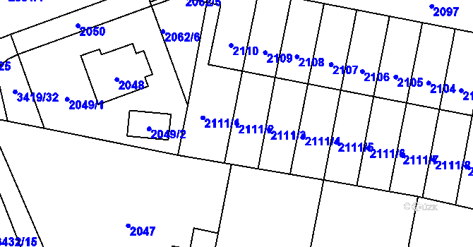 Parcela st. 2111/2 v KÚ Nové Město na Moravě, Katastrální mapa