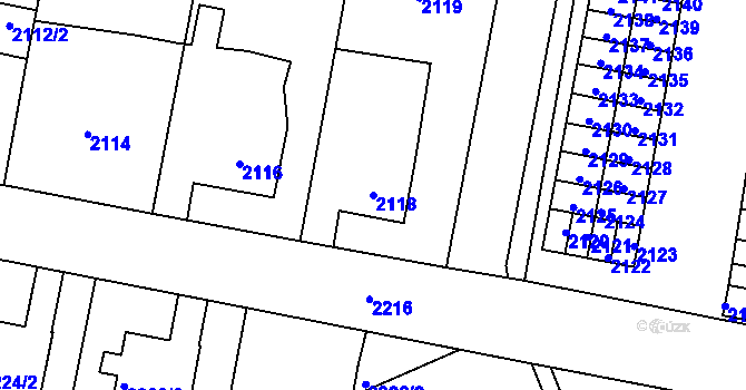 Parcela st. 2118 v KÚ Nové Město na Moravě, Katastrální mapa