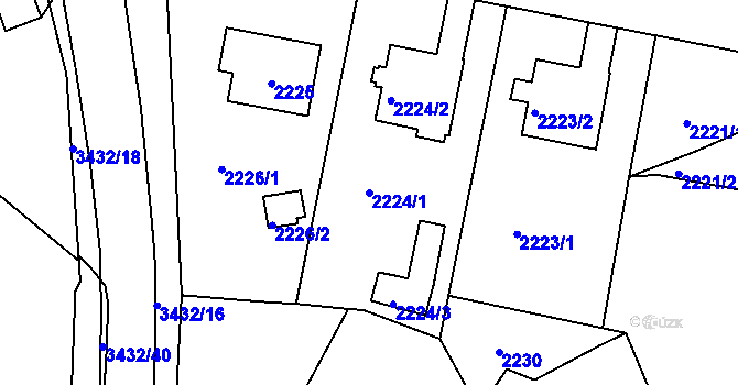 Parcela st. 2224/1 v KÚ Nové Město na Moravě, Katastrální mapa