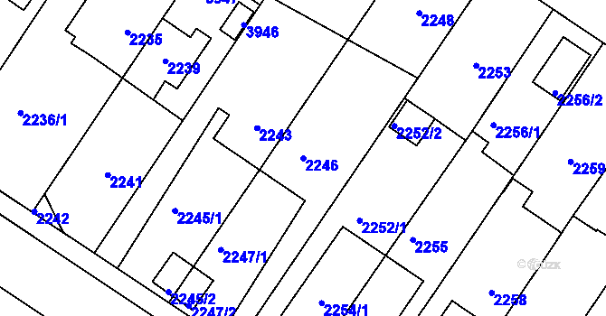 Parcela st. 2246 v KÚ Nové Město na Moravě, Katastrální mapa