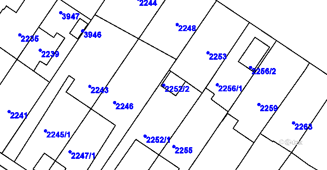 Parcela st. 2252/2 v KÚ Nové Město na Moravě, Katastrální mapa