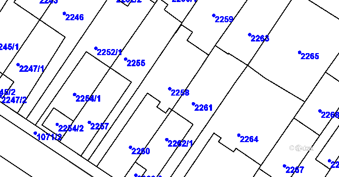 Parcela st. 2258 v KÚ Nové Město na Moravě, Katastrální mapa