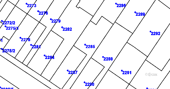 Parcela st. 2285 v KÚ Nové Město na Moravě, Katastrální mapa