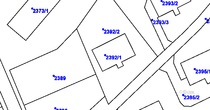 Parcela st. 2392/1 v KÚ Nové Město na Moravě, Katastrální mapa