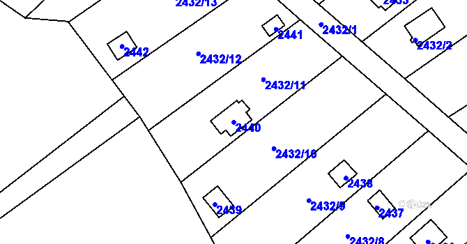 Parcela st. 2440 v KÚ Nové Město na Moravě, Katastrální mapa