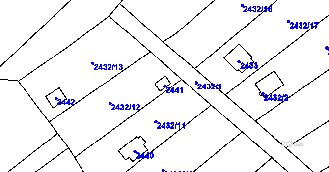 Parcela st. 2441 v KÚ Nové Město na Moravě, Katastrální mapa