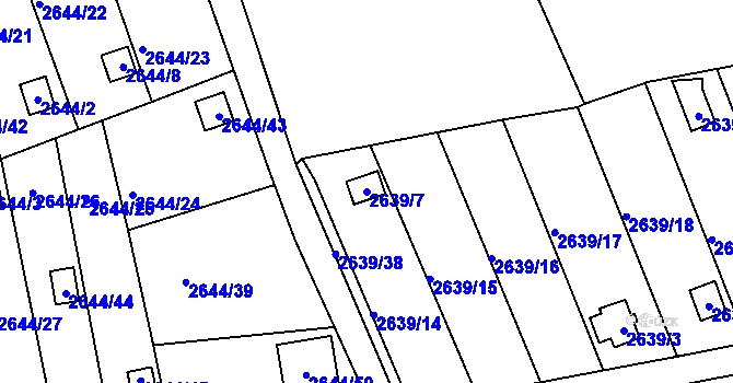 Parcela st. 2639/7 v KÚ Nové Město na Moravě, Katastrální mapa