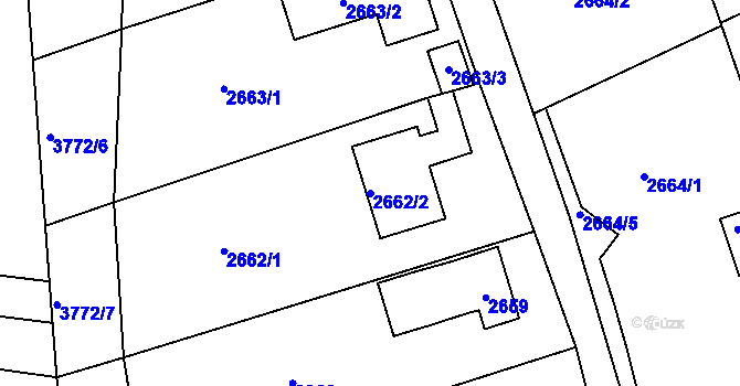 Parcela st. 2662/2 v KÚ Nové Město na Moravě, Katastrální mapa
