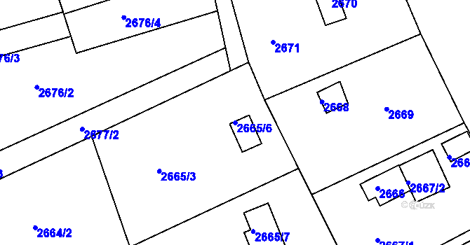 Parcela st. 2665/6 v KÚ Nové Město na Moravě, Katastrální mapa