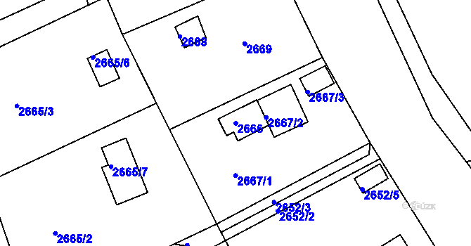 Parcela st. 2666 v KÚ Nové Město na Moravě, Katastrální mapa