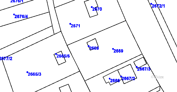 Parcela st. 2668 v KÚ Nové Město na Moravě, Katastrální mapa